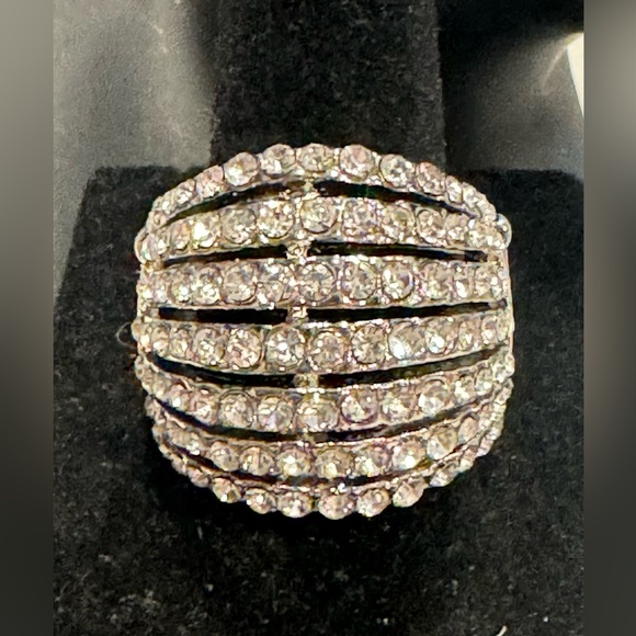 Elegant CZ Statement Ring - One Size Stretch Back - Picture 2 of 4